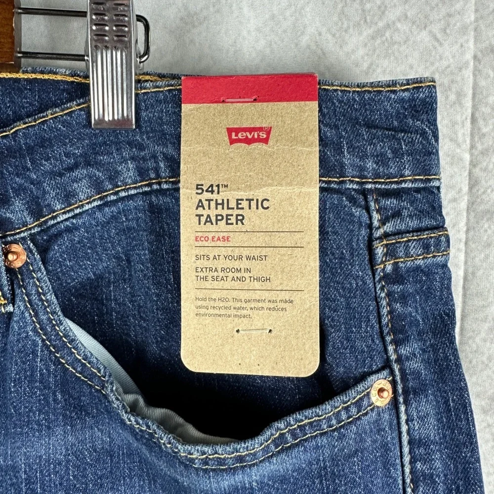 Levis 541 Athletic Taper Jeans Mens 44x32 Blue Denim Big & Tall Eco Ease Stretch